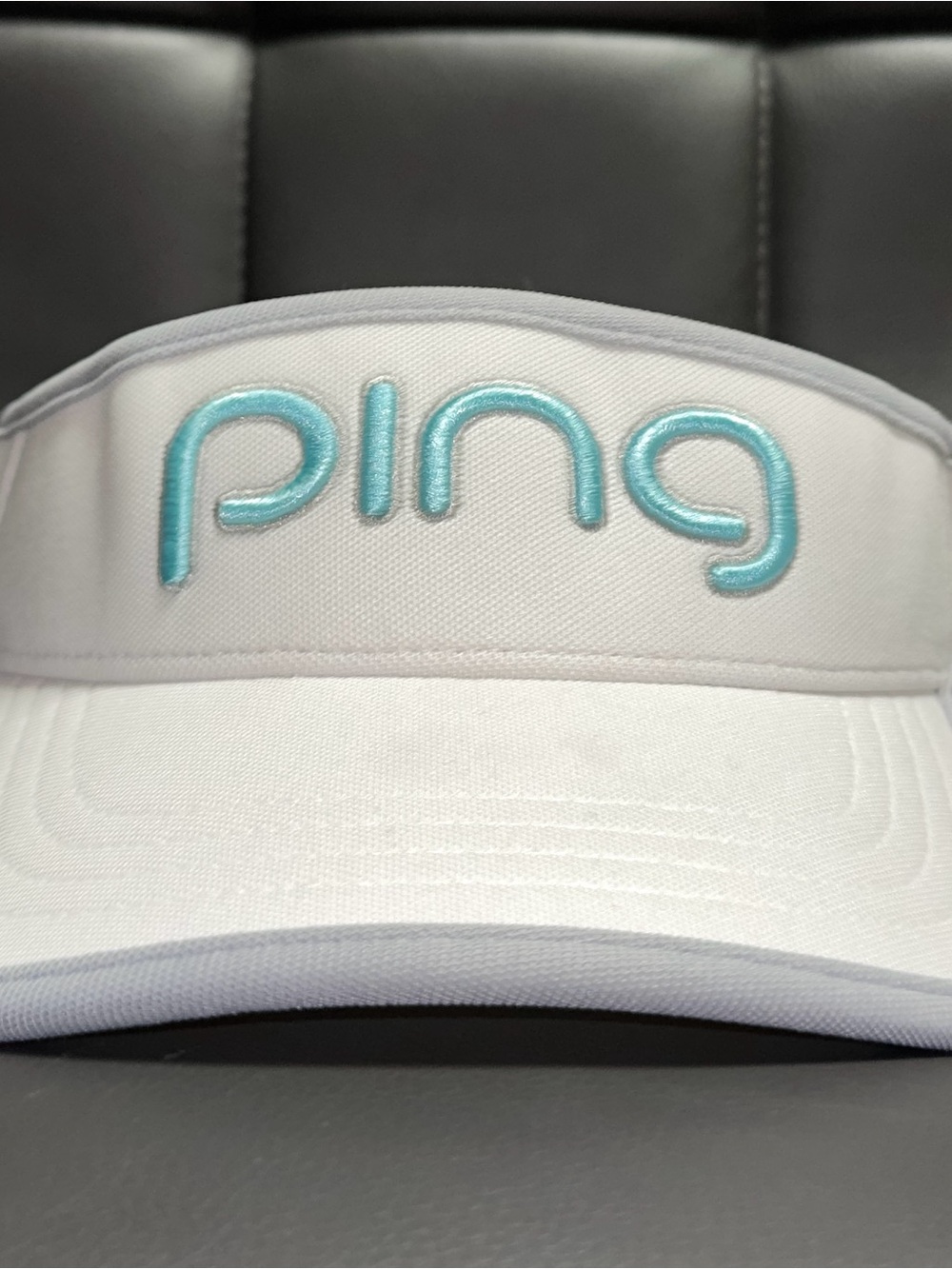 Ping White Visor with Light Blue Logo